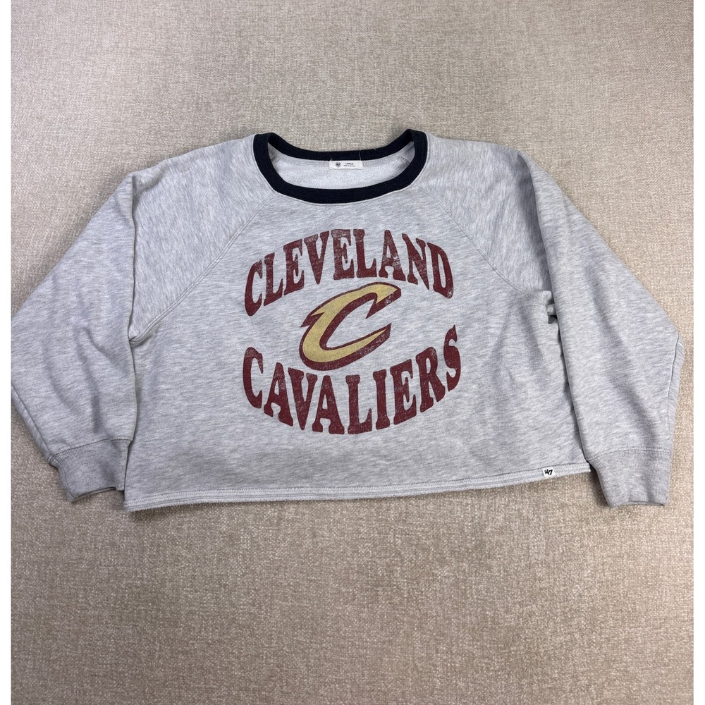 47 Brand Cleveland Cavaliers Cropped Sweatshirt Gray Womens Large NBA Basketball